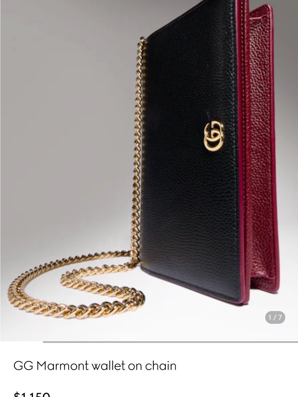 NEW 2026 Gucci GG Marmot Wallet on Chain black red